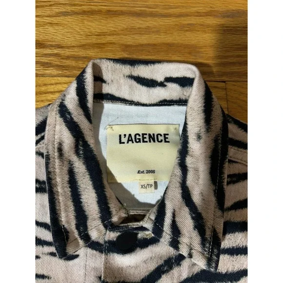 L'agence celine tiger‎ stripe print denim jacket slim femme XS